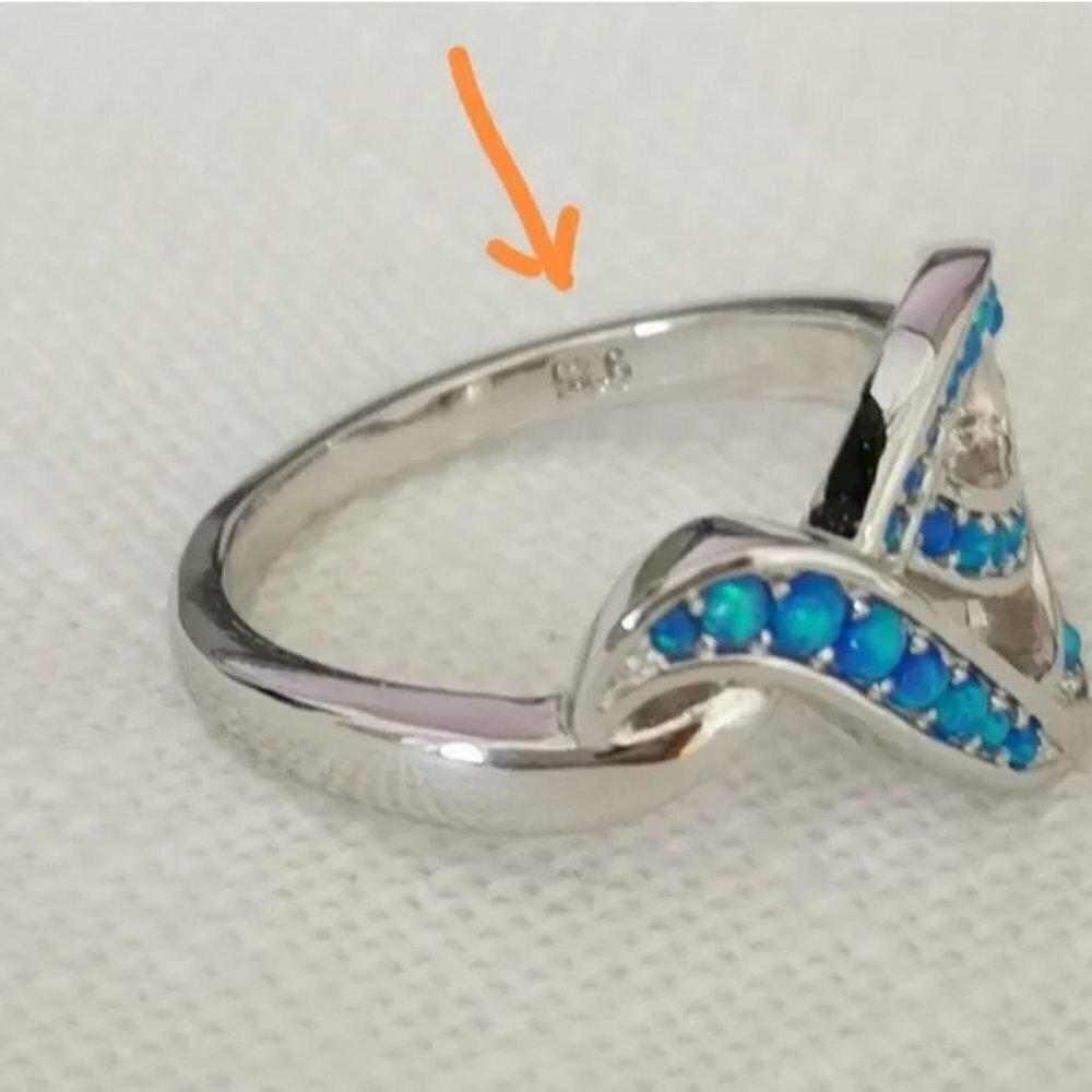 Blue opal love knot Ring in Sterling Silver size 6 🆕 - Picture 4 of 5